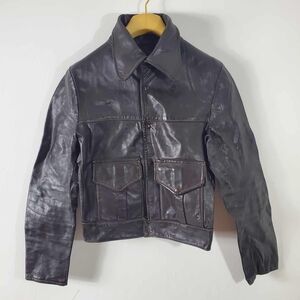 Vintage 70's Aviator Flight Jacket Bomber Chocolate Brown Leather Size S